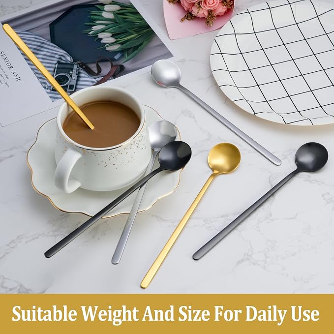 12 Pcs Teaspoons Set, 6.7 Inch Tea Spoons Long Handle, Small Teaspoons - Image 7