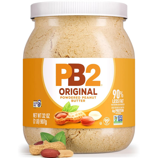 PB2 Powdered Peanut Butter Powder | 2LB Jar | Certified Gluten Free, Low-Carb, Keto Diet Friendly | Original Flavor with 6G of Protein, 90% Less Fat, 60 Calories Per Serving | Easy Mix for Healthy, Fit Diet