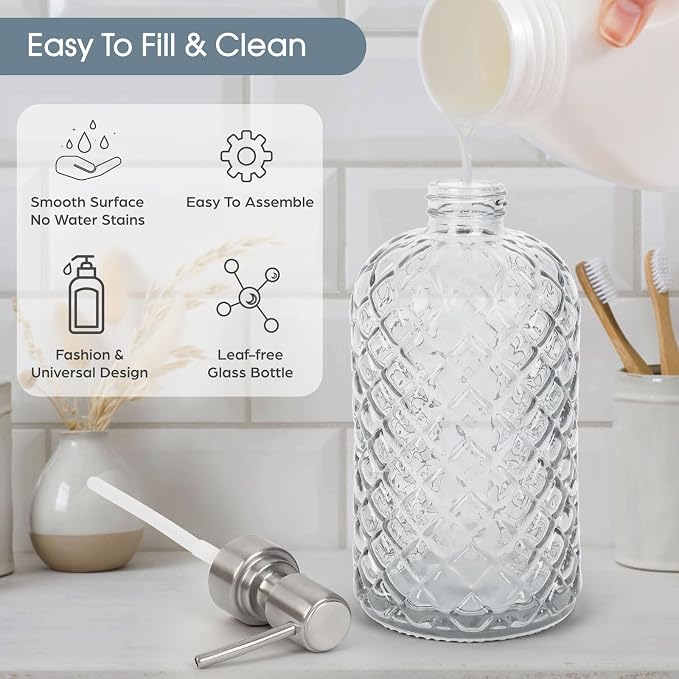 Gem-Patterned Glass Soap Dispenser - Image 2