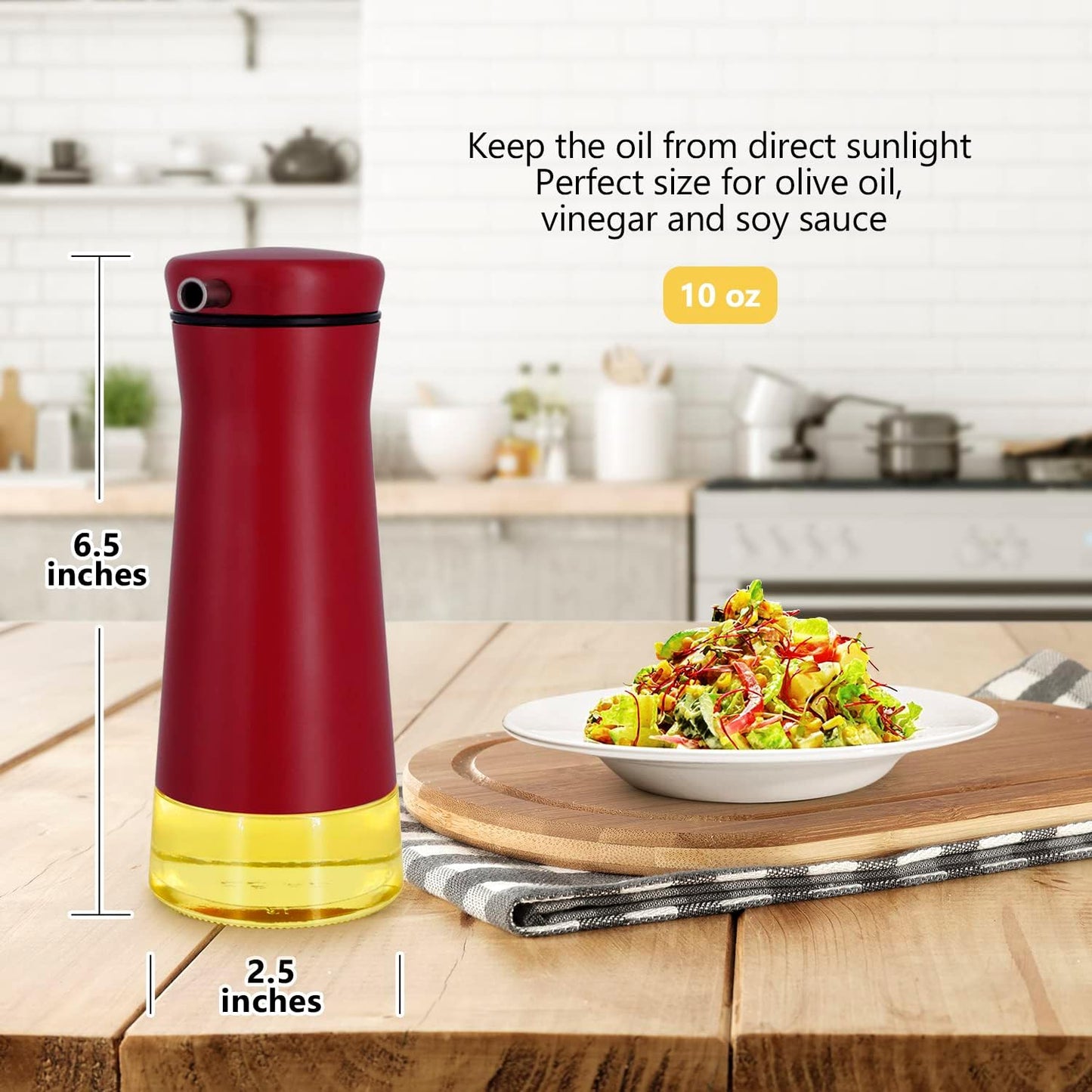 Aelga Red Oil And Vinegar Dispenser Set - 2 Pack Oil Dispenser Bottle for Kitchen with No-Drip- Red Kitchen Decor and Accessories for Home Restaurants Weddings