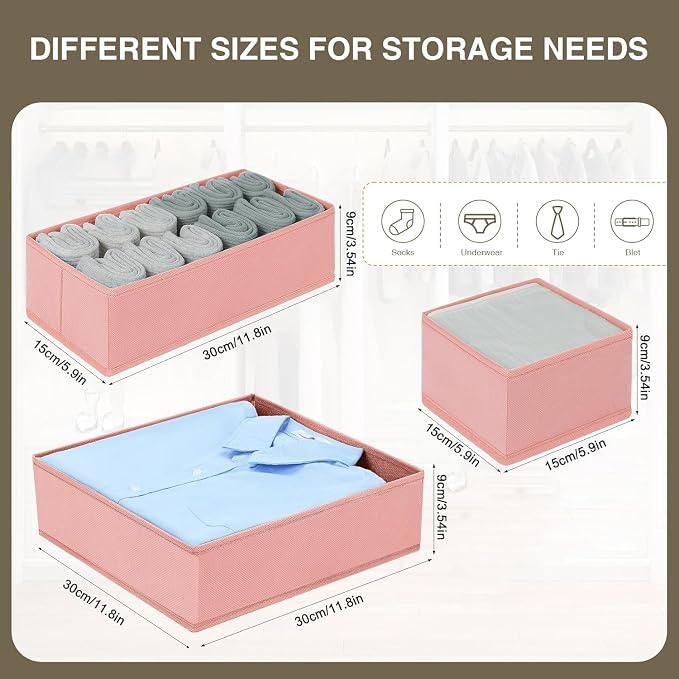 DIMJ Drawer Organizer for Clothing, 18 Pack Fabric Drawer Organizer Bins - Image 5