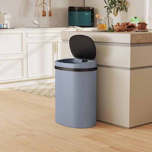 PayLessHere | 13 Gallon Plastic Trash Can | Gray | Automatic Touchless Lid - Image 2