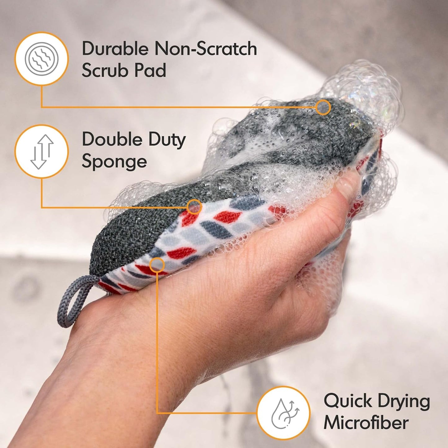 MÜkitchen Premuim Sponge for Dishes and Household Cleaning | Microfiber Print and Non-Scratch Scrub Pad | Set of 4 | (Petals)