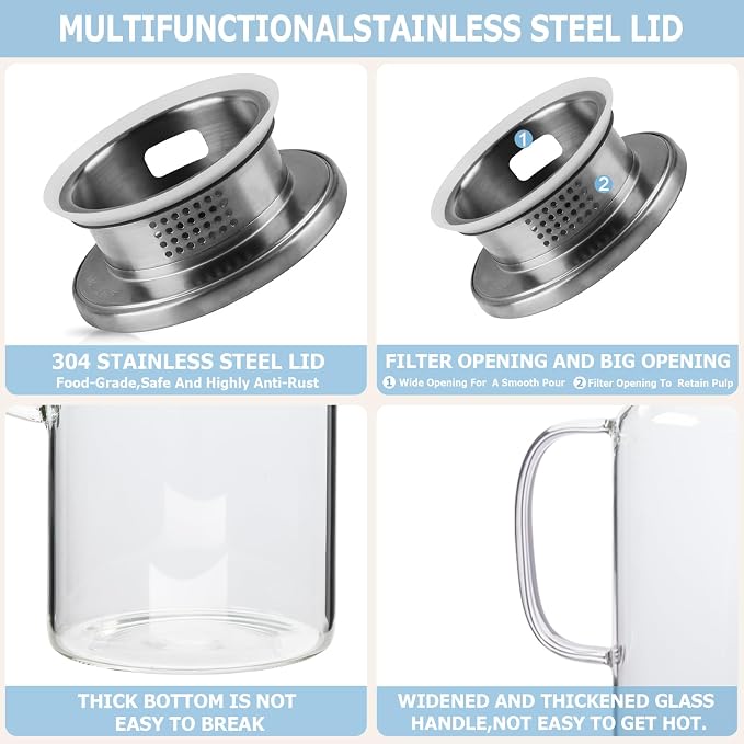 Yirilan Glass Pitcher, 2 Liter Water Pitcher - Image 5