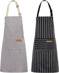 NLUS 2 Pack Kitchen Cooking Aprons, Adjustable Bib Soft Chef Apron by NLUS