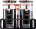 Glass Coffee Canister Set with Wooden Shelf, 2 Pack 45oz Airtight Food Storage by Unknown