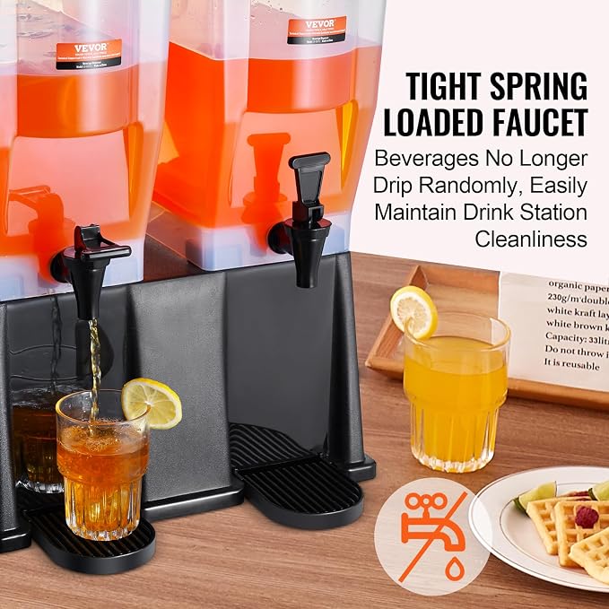 VEVOR Beverage Dispenser, 3 Gallon x 2 Drink Dispensers - Image 3