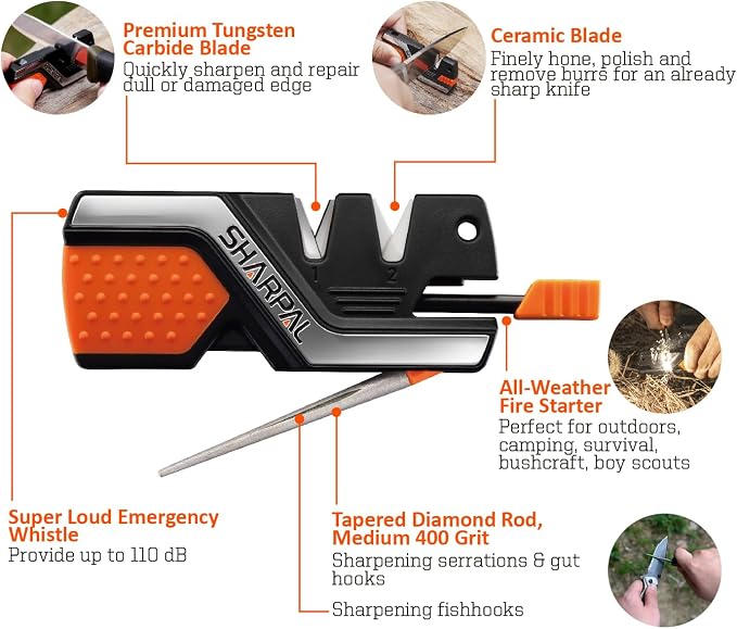 SHARPAL 101N 6-in-1 Pocket Knife Sharpener & Survival Tool – Diamond Sharpening - Image 2