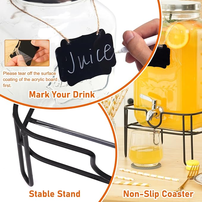 Bululuo Glass Drinks Dispenser for Parties, 2 Gallon Beverage Dispenser - Image 5