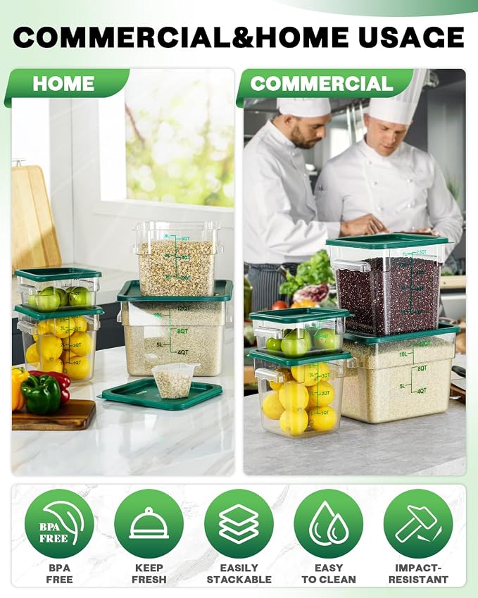 4L NSF Food Storage Containers: 4 PCS Commercial Clear Food Storage Containers - Image 5