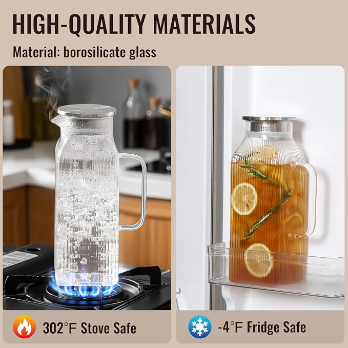 2 Pack 2 Liter/68 oz Square Glass Pitcher - Image 4