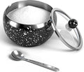holoith Sugar Container with Glass Lid and Spoon, 16oz Snowflake pattern by Holoith