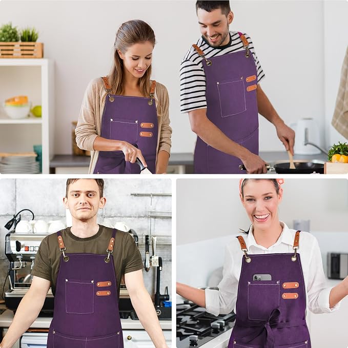 OUNLEN Chef Apron for Men Women Canvas Aprons - Image 6