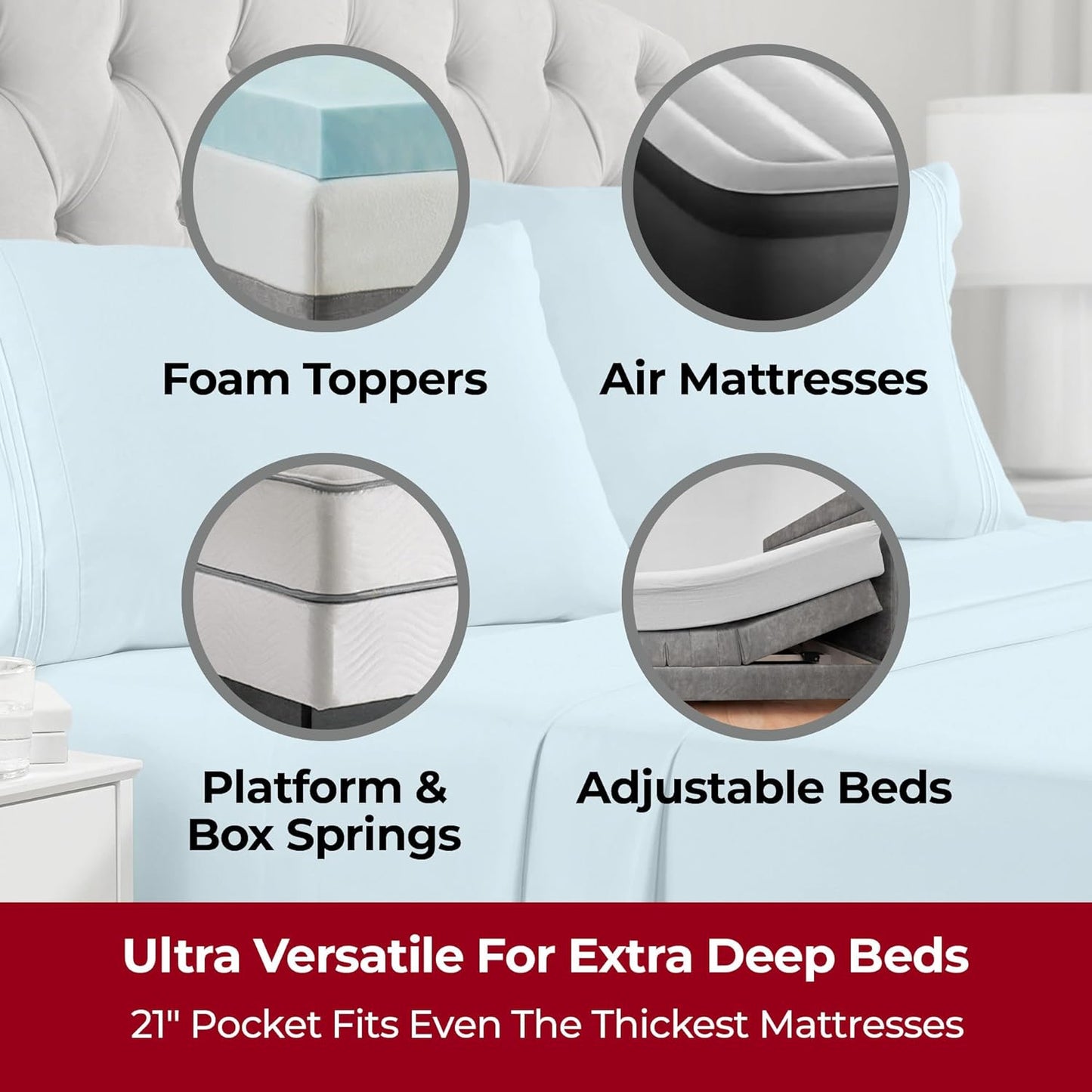 Mellanni Extra Deep Queen Sheets - 4 PC Iconic Collection Bedding - Hotel Luxury, Ultra Soft, Cooling Bed Sheets - Wrinkle, Fade, Stain Resistant (Queen, Aqua)