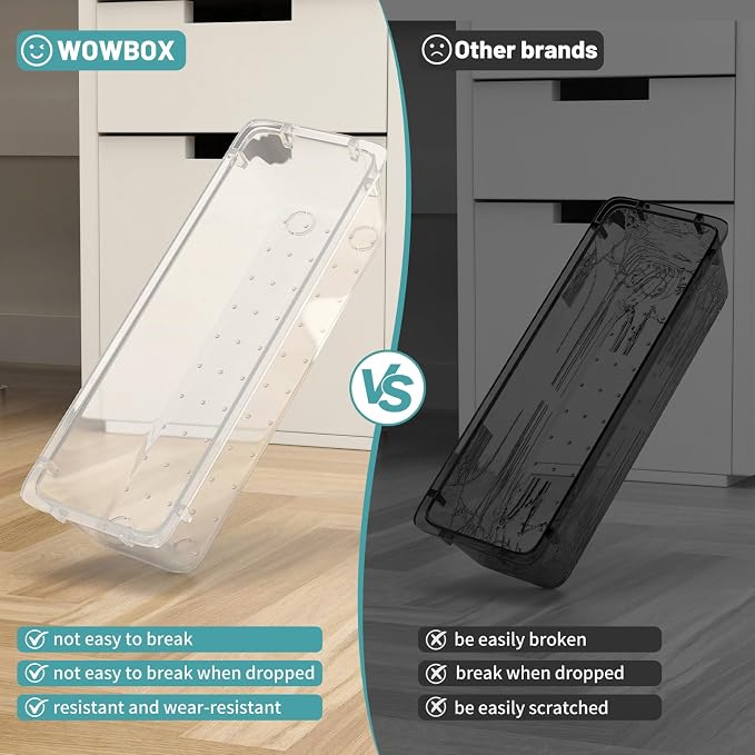WOWBOX 8 PCS Clear Plastic Drawer Organizer Set, 4 Sizes Desk Drawer - Image 4
