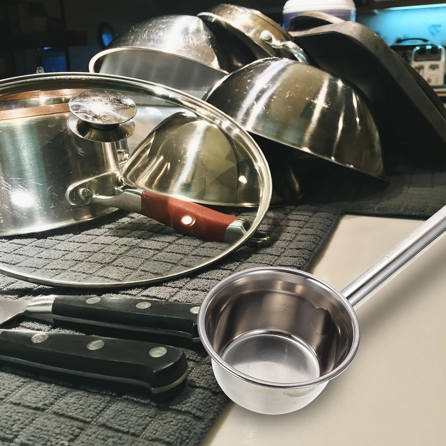 DOITOOL Long Spoon Long Handle Ladle Water Ladle Handle Water Spoon Stainless Steel Soup Multi- Canning for Commercial Home Bathroom Garden ing 55x6.2 cm Soup Scoop Scoop