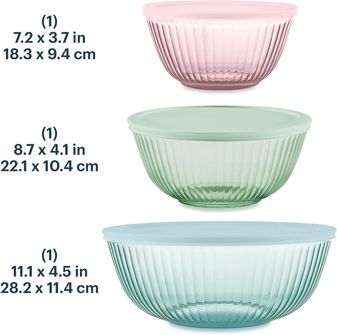 Pyrex Colors Sculpted Tinted Glass Mixing Bowls - Image 2