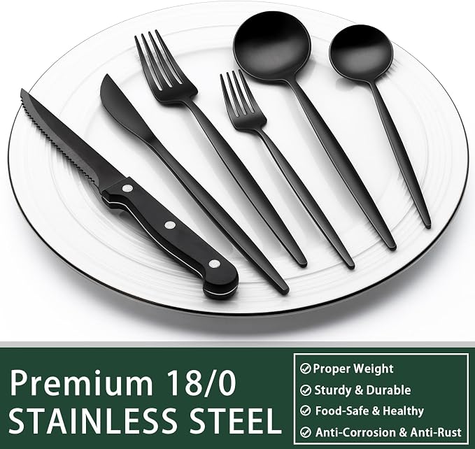 EWFEN 24-Piece Black Silverware Set - Image 5