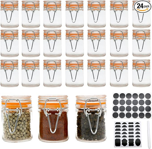 1.7 oz Mini Glass Spice Bottles, 24 Pack Small Glass Jars by Homelike+Style