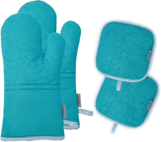 4Pcs Oven Mitts and Pot Holders Set, 572F Heat Resistant Oven Glove, Soft by Tormays