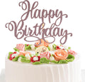 Happy Birthday Cake Toppers 9 Inch Glitter Happy Birthday Cake Pick for Birthday Anniversary Theme Party Cake Decorations Supplies - Brown