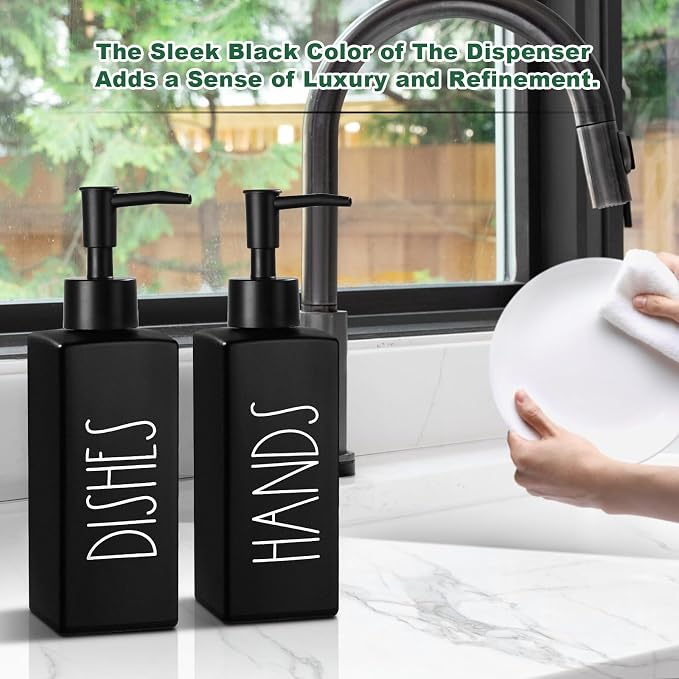 Hand and Dish Soap Dispenser Set, Matte Black Dish Dispenser Bottle - Image 6
