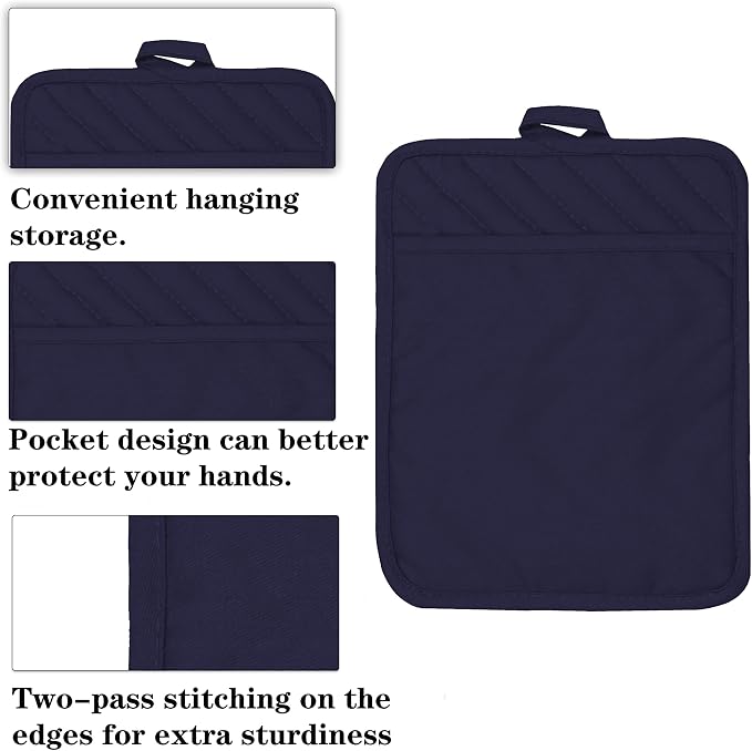 Oven Pot Holder with Pocket Cotton Heat Resistant Coaster Potholder Kitchen Hot - Image 3
