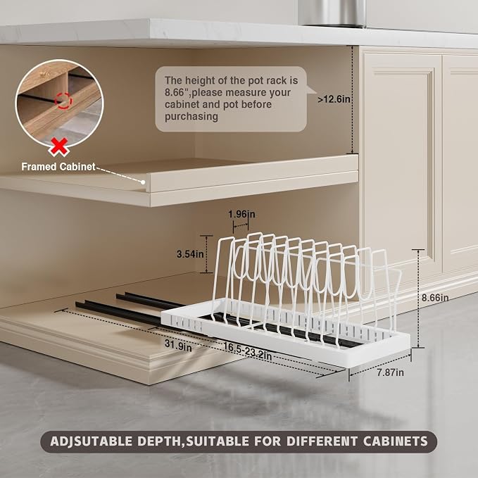 Magheo 2 Pack Pots and Pans Organizer Under Cabinet - Image 6
