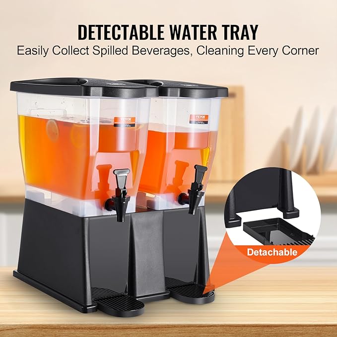 VEVOR Beverage Dispenser, 3 Gallon x 2 Drink Dispensers - Image 5