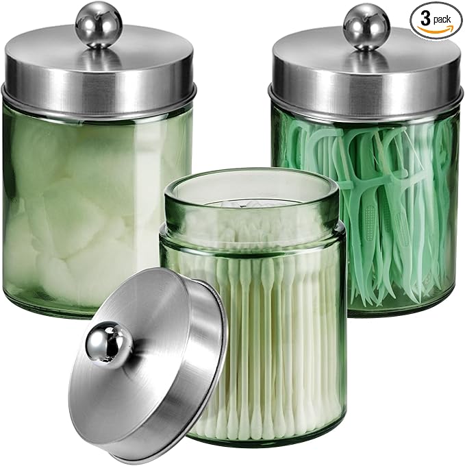 3 Pack Apothecary Jar Canisters Bathroom Vanity Organizer by Komashr
