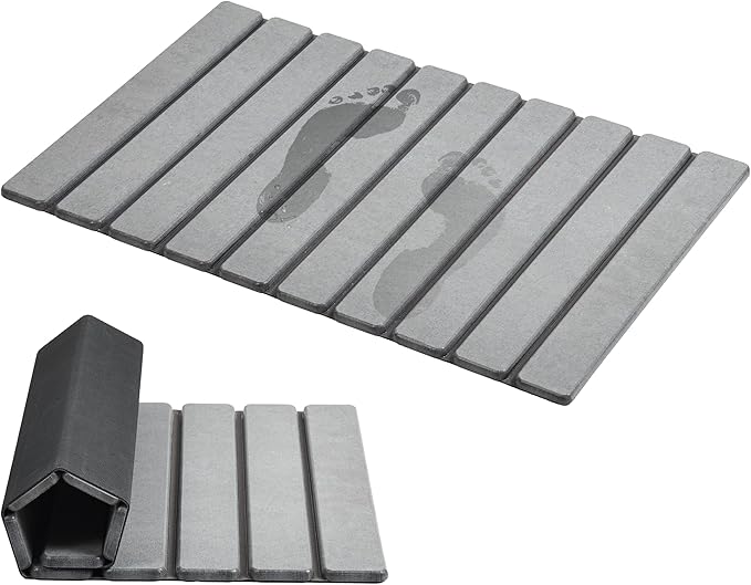 AWW Foldable Stone Bath Mat, Super Absorbent Diatomaceous Earth Mats, Non-Slip by AWW