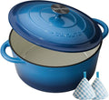 Enameled Cast Iron Dutch Oven - 6QT Pot - Heavy-Duty Cookware by SUNOUTLY