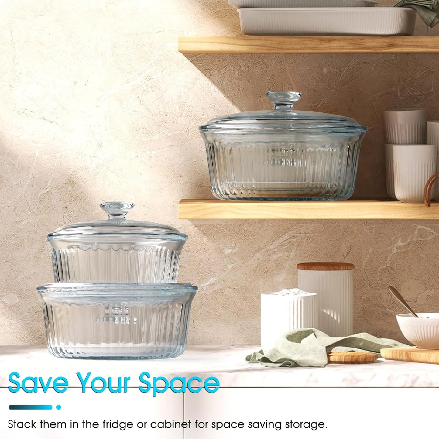 NUTRIUPS 1.6QT Round Glass Casserole Dish with Lid, Borosilicate Glass, Round Casserole for Oven