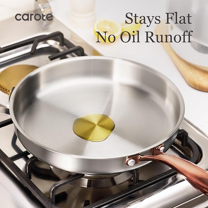 CAROTE 7-Piece Tri-Ply Stainless Steel Frying Pan Set, Skillet Set 8"/10"/12" - Image 6