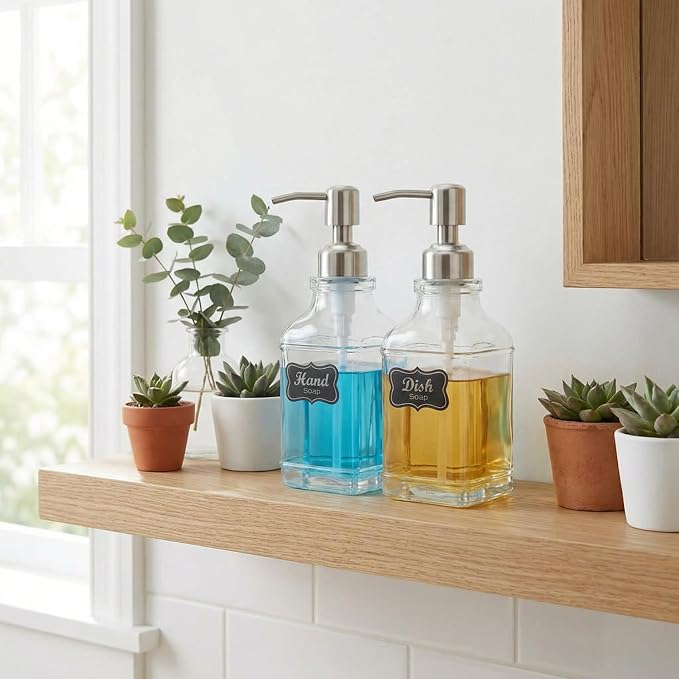 JASAI 2Pack Antique Design Glass Soap Dispenser - Image 4