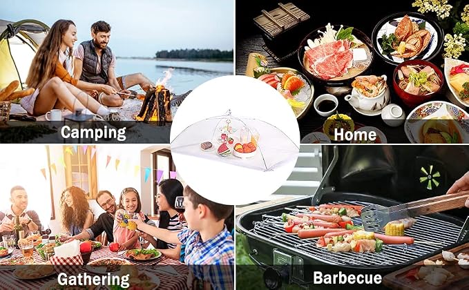 JULBEAR 4 Pcs Extra Large Mesh Food Cover Tent Umbrella Food Screen Covers - Image 6