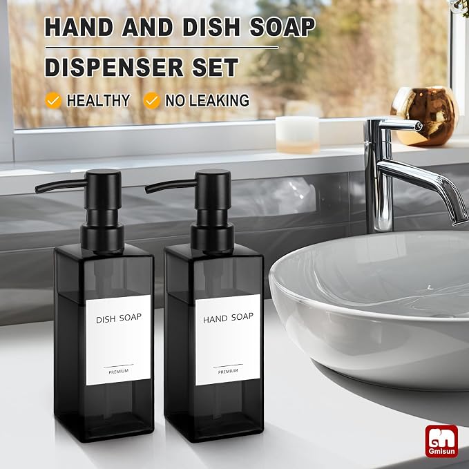 GMISUN Black Glass Soap Dispenser, Hand Soap Dispenser - Image 5