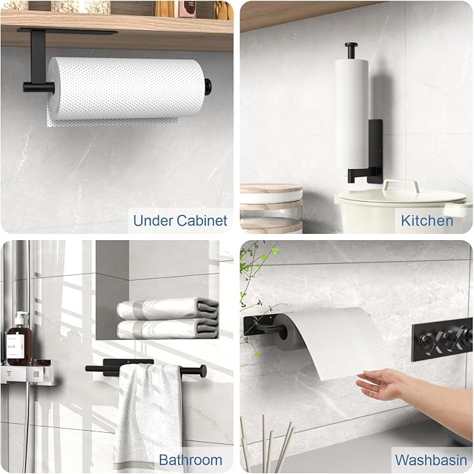CUXIXA Paper Towel Holder Under Cabinet 2 Pack, Upgraded Self Adhesive Paper - Image 2