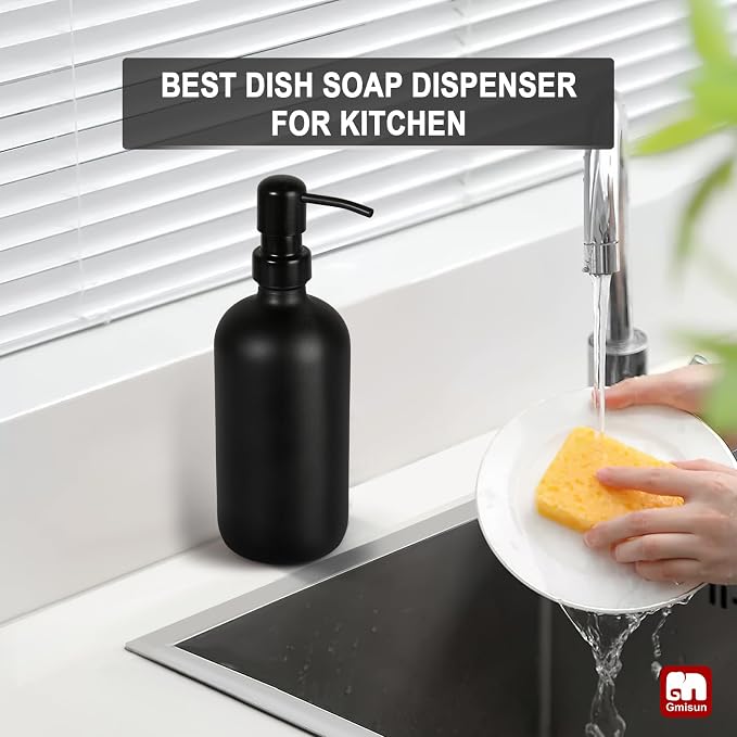 GMISUN Black Soap Dispenser, 1 Pack Matte Black Bathroom Hand Soap Dispensers - Image 6