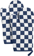Ohocut Navy Blue Checkered Oven Mitts Heat Resistant, Vintage Retro by Ohocut