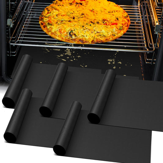 Oven Liners for Bottom of Oven- 5 Pack Stovetop Protector Mat, Oven Cover for Electric Stove, Heat Resistant Air Fryer Grill Baking Mat, Reusable Gas Toaster Microwave Oven Drip Liner Teflon Sheets