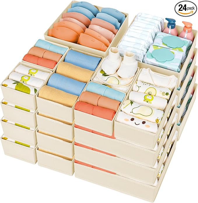 DIMJ Drawer Organizer Clothes, 24 Pack Dresser Organizer, Foldable Closet by DiMJ