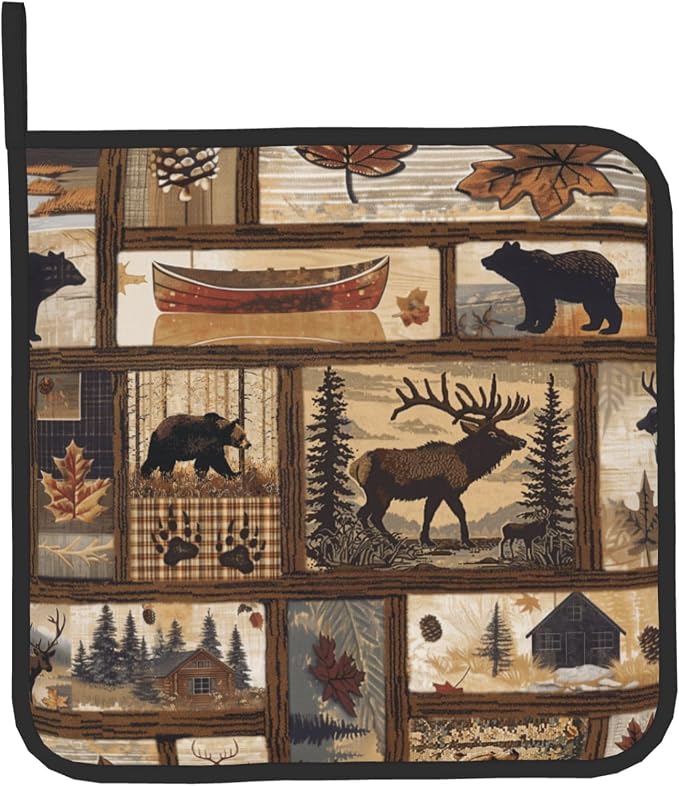 Rustic Lodge Pot Holders and Oven Mitts - Image 9
