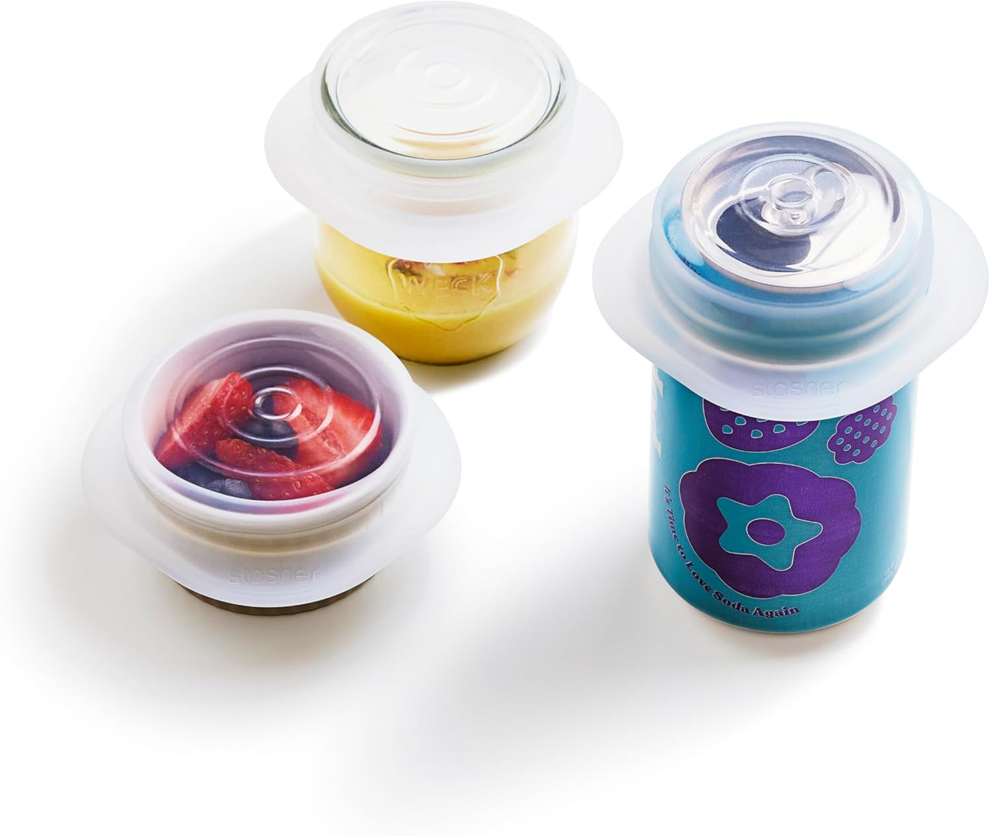 Stasher Premium Reusable Silicone Stretch Lids 3-Pack Box - Small, Clear, 2.5” Lids, Airtight Seal, Food Container Covers, BPA Free, Leak-free, Dishwasher Safe, Microwave Safe, Eco-Friendly