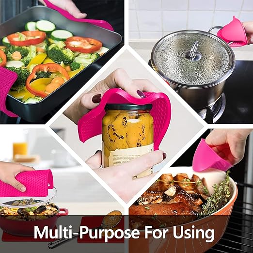 Silicone Oven Mitts and Pot Holders Set, MTZRFLL Extra Long Heat Resistant Oven - Image 5