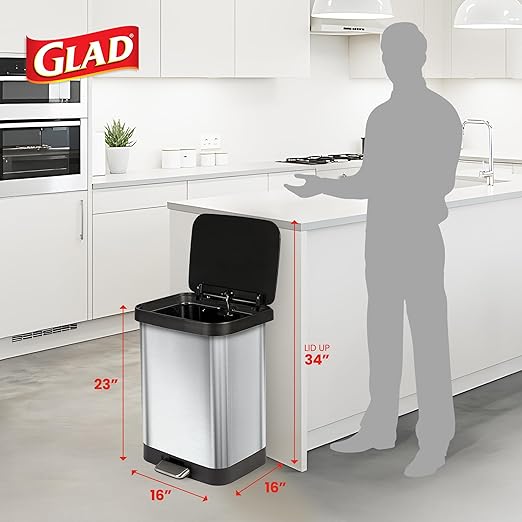 Glad GLD-74506 Stainless Steel Step Trash Can - Image 2