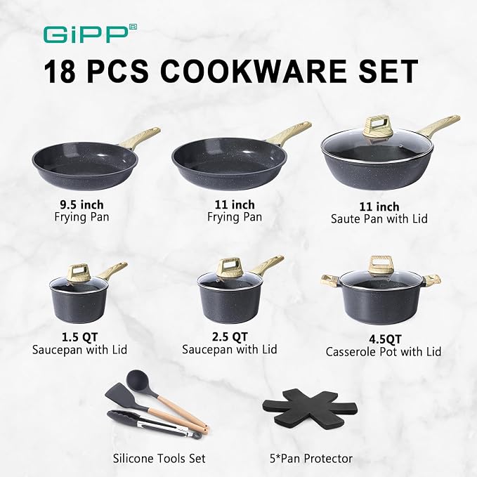 GiPP Ceramic Pots and Pans Set Non Stick - Image 2