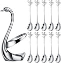 AnSaw Silver Small Coffee Spoon Holder Set, Swan Base by AnSaw
