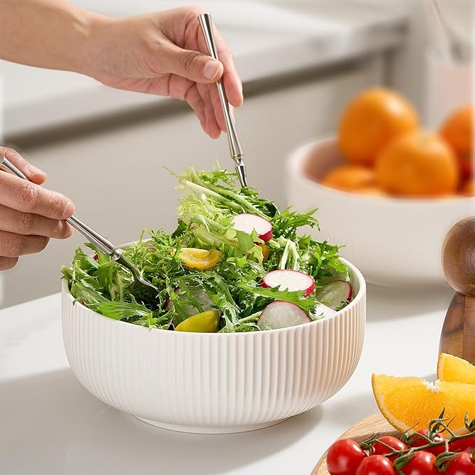 Mfacoy 2 Pack Salad Bowl, 8 inch 60 oz Large Serving Bowl Set, Deep Bowl - Image 7