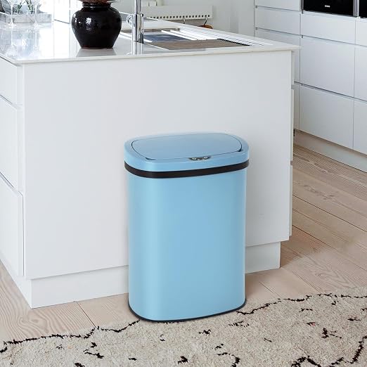 PayLessHere | 13 Gallon Stainless Steel Trash Can | Blue | Automatic Touchless - Image 2